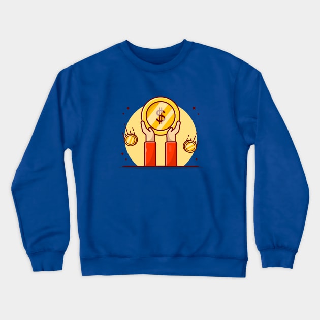 Hands With Money Bag And Gold Coin Crewneck Sweatshirt by Catalyst Labs